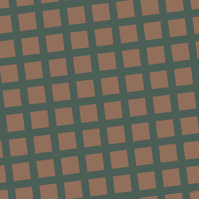 7/97 degree angle diagonal checkered chequered lines, 29 pixel lines width, 65 pixel square size, Viridian Green and Beaver plaid checkered seamless tileable