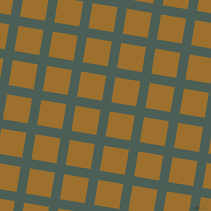 81/171 degree angle diagonal checkered chequered lines, 30 pixel line width, 81 pixel square size, Viridian Green and Buttered Rum plaid checkered seamless tileable