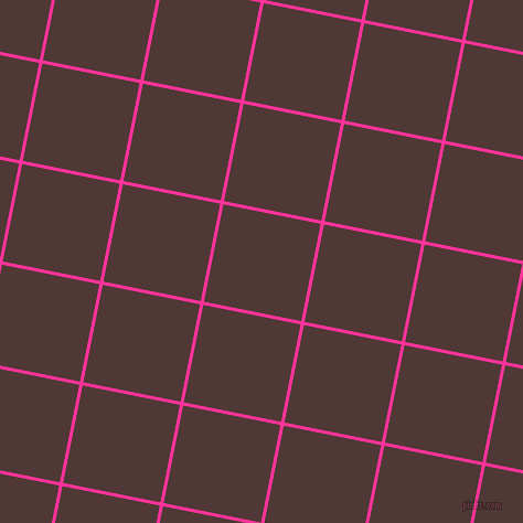 79/169 degree angle diagonal checkered chequered lines, 3 pixel line width, 90 pixel square size, Wild Strawberry and Cocoa Bean plaid checkered seamless tileable