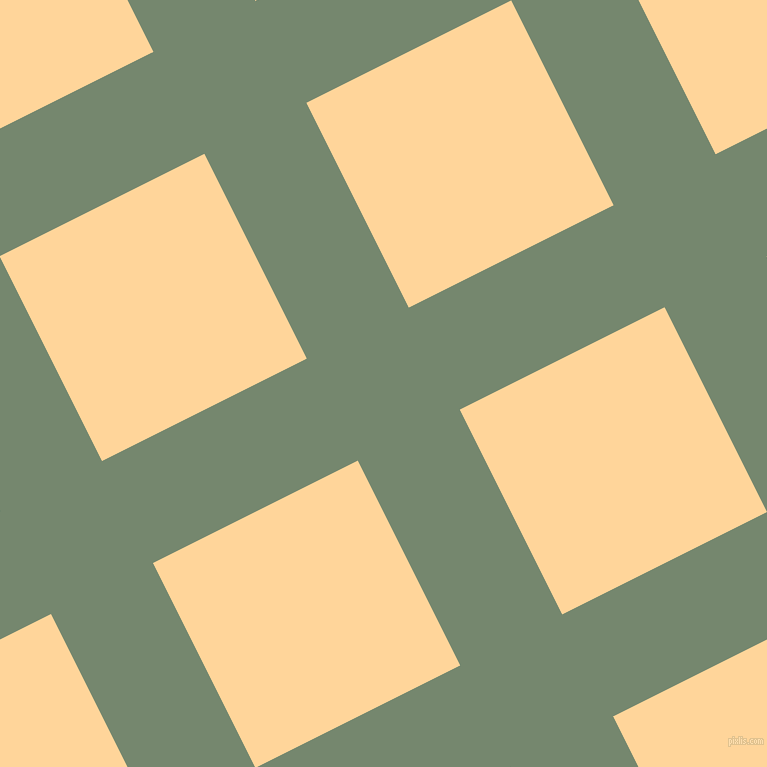 27/117 degree angle diagonal checkered chequered lines, 114 pixel line width, 229 pixel square size, Xanadu and Caramel plaid checkered seamless tileable