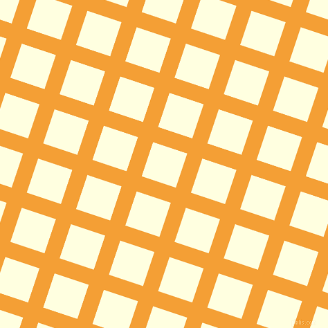72/162 degree angle diagonal checkered chequered lines, 23 pixel lines width, 52 pixel square size, Yellow Sea and Light Yellow plaid checkered seamless tileable