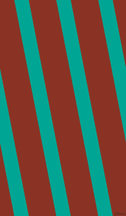 101 degree angle lines stripes, 49 pixel line width, 93 pixel line spacing, Persian Green and Burnt Umber stripes and lines seamless tileable
