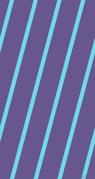 75 degree angle lines stripes, 14 pixel line width, 64 pixel line spacing, Turquoise Blue and Butterfly Bush stripes and lines seamless tileable