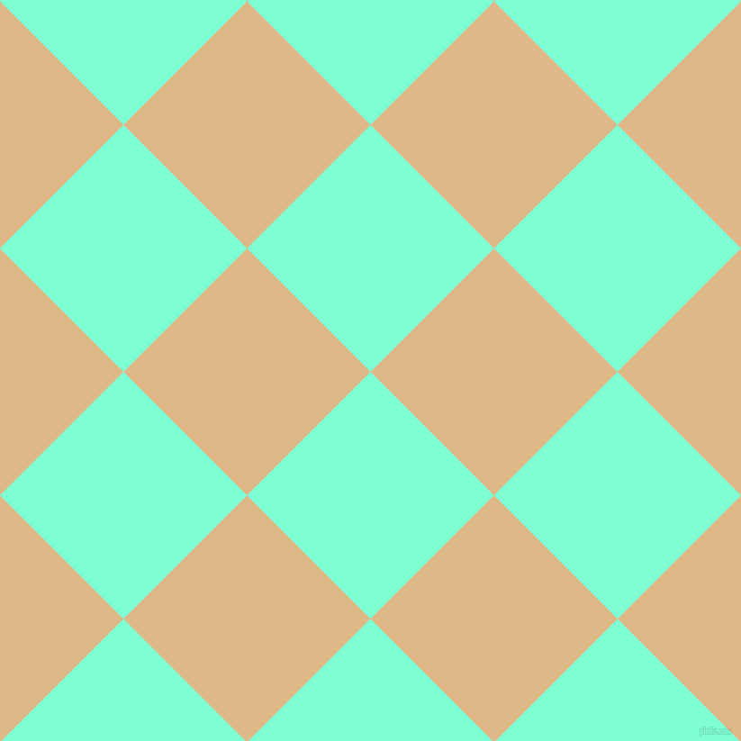 45/135 degree angle diagonal checkered chequered squares checker pattern checkers background, 194 pixel squares size, , Aquamarine and Burly Wood checkers chequered checkered squares seamless tileable