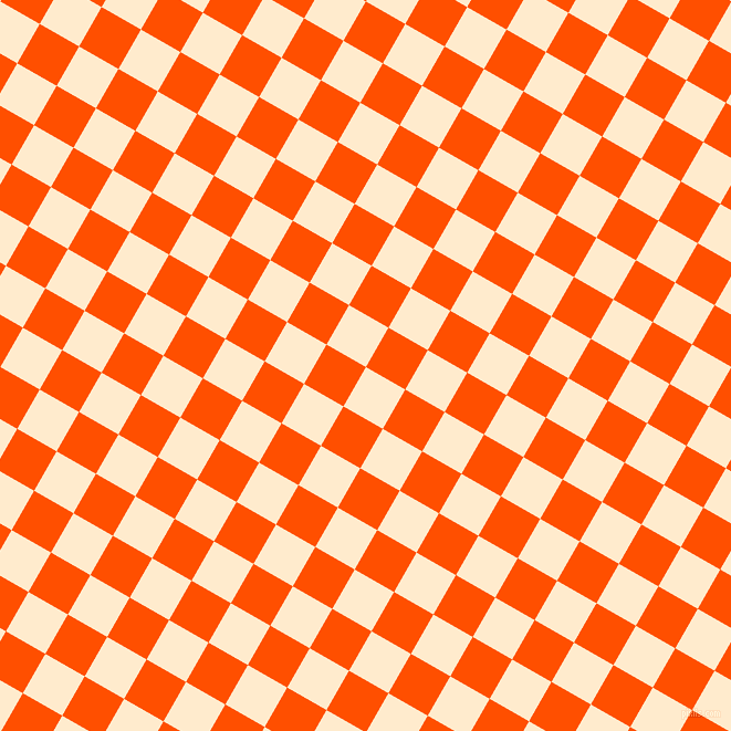 60/150 degree angle diagonal checkered chequered squares checker pattern checkers background, 41 pixel squares size, , Blanched Almond and International Orange checkers chequered checkered squares seamless tileable