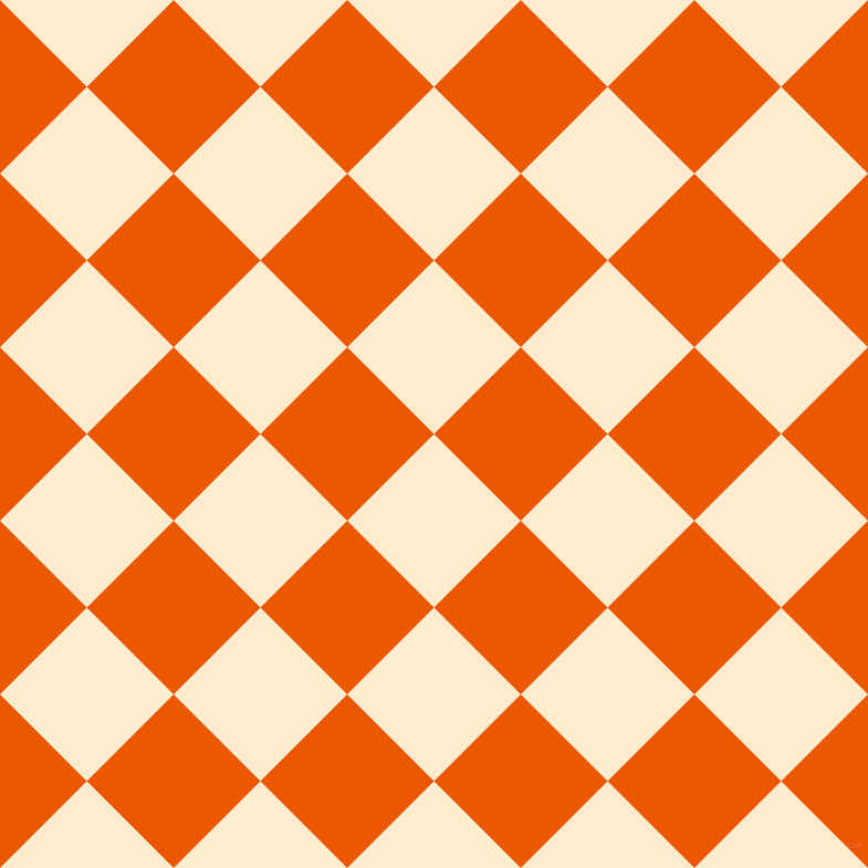 45/135 degree angle diagonal checkered chequered squares checker pattern checkers background, 111 pixel square size, , Blanched Almond and Persimmon checkers chequered checkered squares seamless tileable