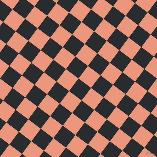53/143 degree angle diagonal checkered chequered squares checker pattern checkers background, 60 pixel squares size, , Bunker and Dark Salmon checkers chequered checkered squares seamless tileable