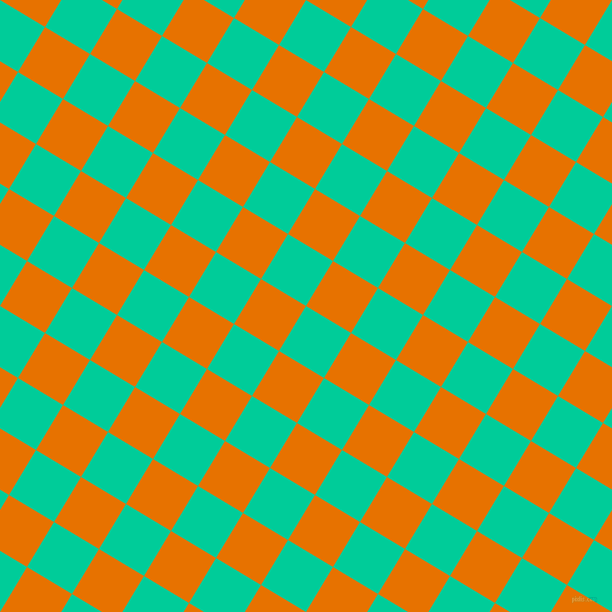 59/149 degree angle diagonal checkered chequered squares checker pattern checkers background, 74 pixel square size, , Caribbean Green and Mango Tango checkers chequered checkered squares seamless tileable