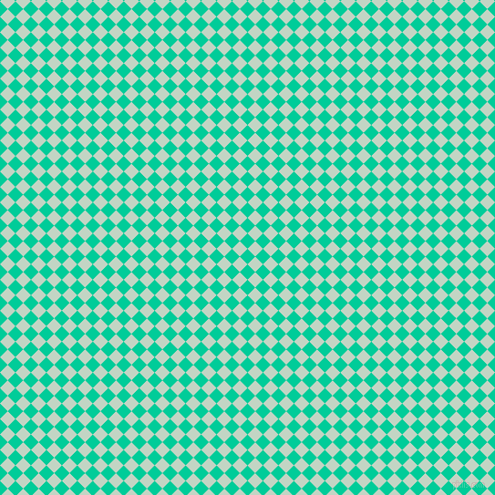 45/135 degree angle diagonal checkered chequered squares checker pattern checkers background, 12 pixel squares size, , Caribbean Green and Sea Mist checkers chequered checkered squares seamless tileable