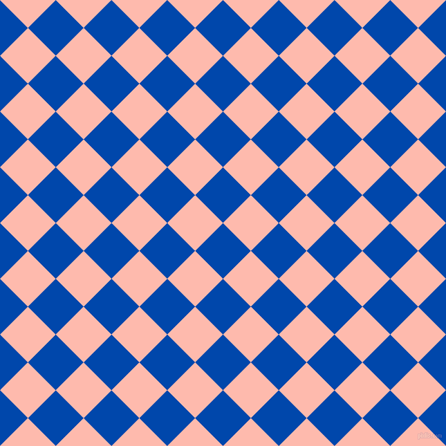 45/135 degree angle diagonal checkered chequered squares checker pattern checkers background, 57 pixel squares size, , Cobalt and Melon checkers chequered checkered squares seamless tileable