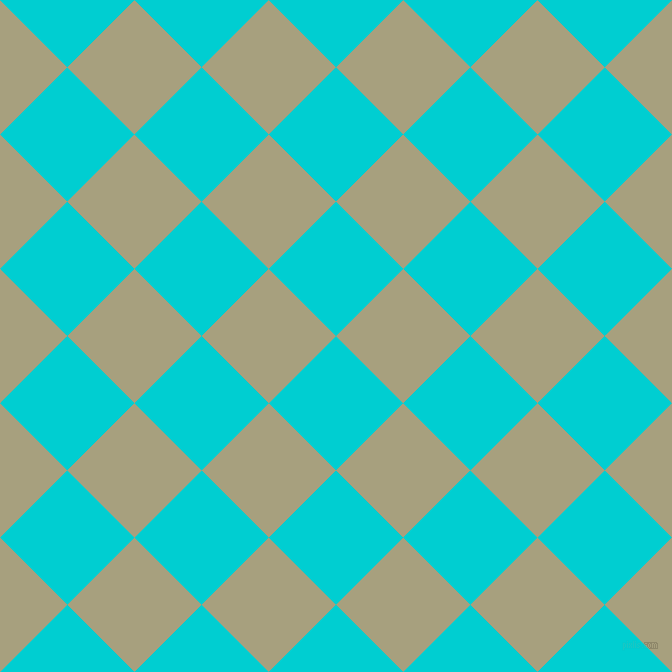 45/135 degree angle diagonal checkered chequered squares checker pattern checkers background, 95 pixel squares size, , Dark Turquoise and Hillary checkers chequered checkered squares seamless tileable