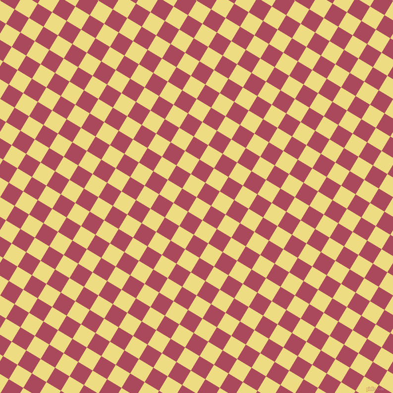 59/149 degree angle diagonal checkered chequered squares checker pattern checkers background, 34 pixel square size, Flax and Hippie Pink checkers chequered checkered squares seamless tileable