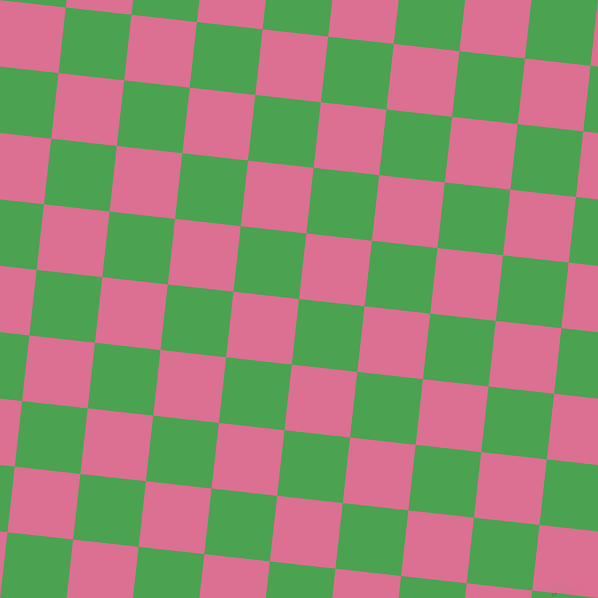 84/174 degree angle diagonal checkered chequered squares checker pattern checkers background, 66 pixel square size, , Fruit Salad and Pale Violet Red checkers chequered checkered squares seamless tileable