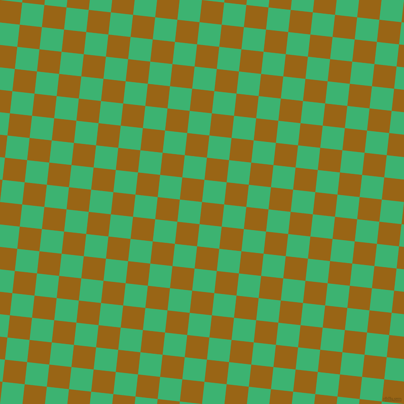 84/174 degree angle diagonal checkered chequered squares checker pattern checkers background, 44 pixel square size, , Golden Brown and Medium Sea Green checkers chequered checkered squares seamless tileable