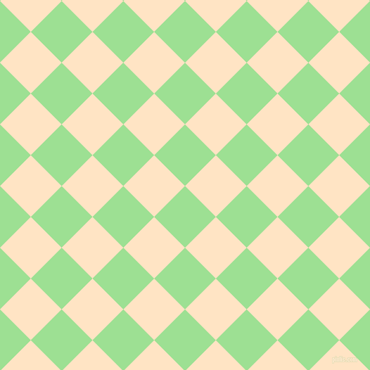 45/135 degree angle diagonal checkered chequered squares checker pattern checkers background, 62 pixel squares size, , Granny Smith Apple and Bisque checkers chequered checkered squares seamless tileable