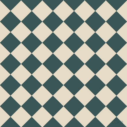45/135 degree angle diagonal checkered chequered squares checker pattern checkers background, 52 pixel squares size, , Half Spanish White and Oracle checkers chequered checkered squares seamless tileable