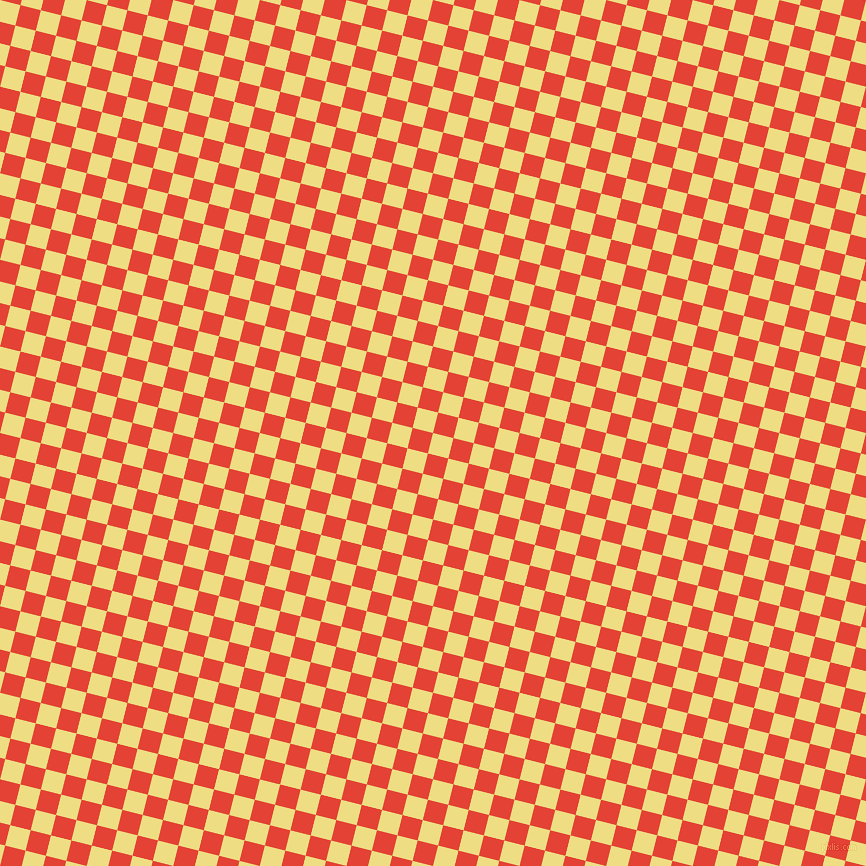 76/166 degree angle diagonal checkered chequered squares checker pattern checkers background, 21 pixel square size, , Light Goldenrod and Cinnabar checkers chequered checkered squares seamless tileable