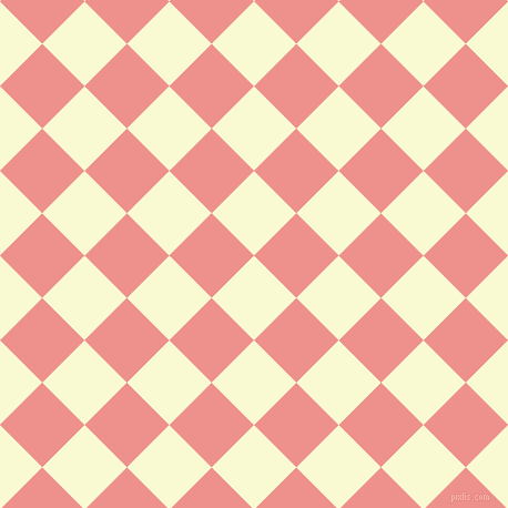 45/135 degree angle diagonal checkered chequered squares checker pattern checkers background, 54 pixel square size, , Light Goldenrod Yellow and Sweet Pink checkers chequered checkered squares seamless tileable