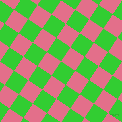 56/146 degree angle diagonal checkered chequered squares checker pattern checkers background, 59 pixel square size, , Lime Green and Deep Blush checkers chequered checkered squares seamless tileable