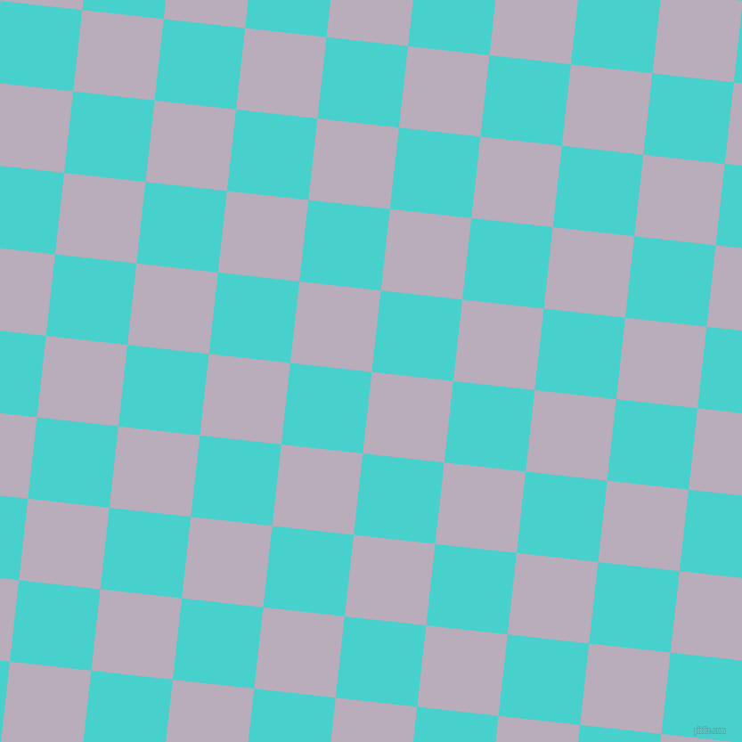 84/174 degree angle diagonal checkered chequered squares checker pattern checkers background, 92 pixel square size, , Lola and Medium Turquoise checkers chequered checkered squares seamless tileable