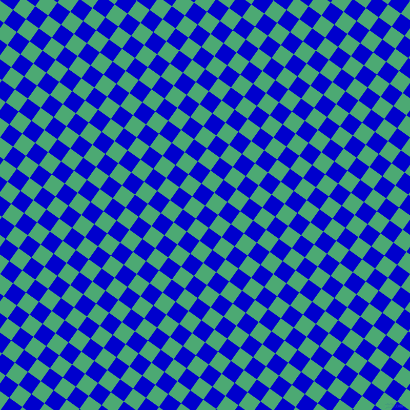 54/144 degree angle diagonal checkered chequered squares checker pattern checkers background, 31 pixel squares size, , Medium Blue and Ocean Green checkers chequered checkered squares seamless tileable