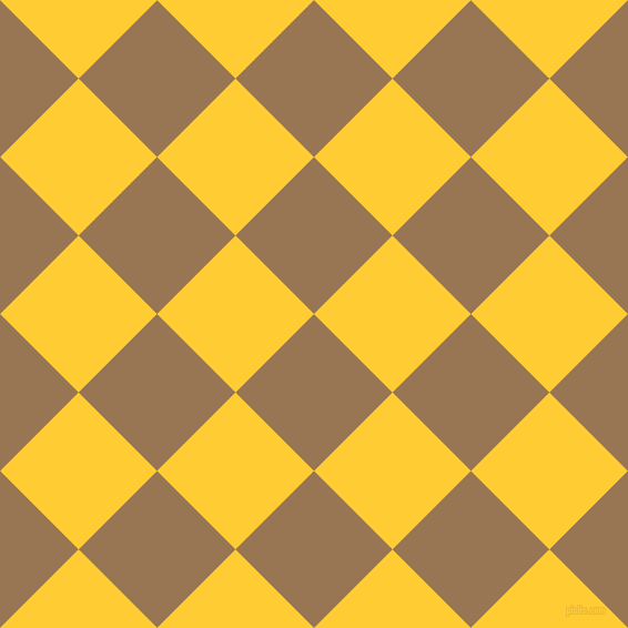 45/135 degree angle diagonal checkered chequered squares checker pattern checkers background, 100 pixel square size, , Pale Brown and Sunglow checkers chequered checkered squares seamless tileable