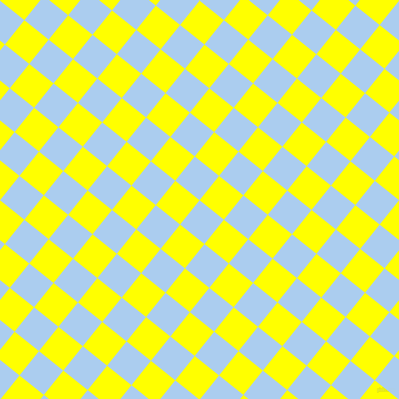 51/141 degree angle diagonal checkered chequered squares checker pattern checkers background, 61 pixel squares size, , Pale Cornflower Blue and Yellow checkers chequered checkered squares seamless tileable