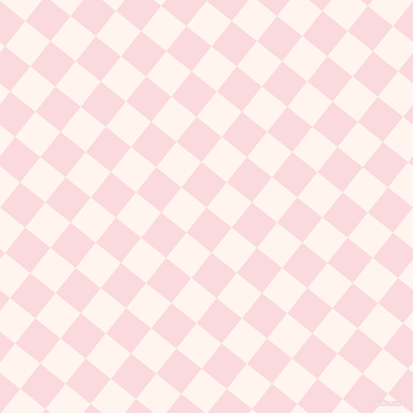 51/141 degree angle diagonal checkered chequered squares checker pattern checkers background, 46 pixel squares size, , Pale Pink and Seashell checkers chequered checkered squares seamless tileable