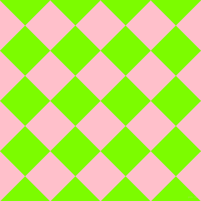 45/135 degree angle diagonal checkered chequered squares checker pattern checkers background, 125 pixel square size, , Pink and Lawn Green checkers chequered checkered squares seamless tileable