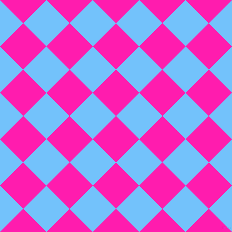45/135 degree angle diagonal checkered chequered squares checker pattern checkers background, 112 pixel square size, , Spicy Pink and Maya Blue checkers chequered checkered squares seamless tileable