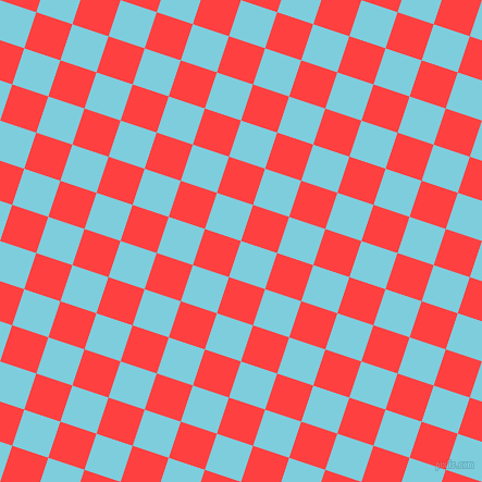 72/162 degree angle diagonal checkered chequered squares checker pattern checkers background, 35 pixel square size, , Spray and Coral Red checkers chequered checkered squares seamless tileable