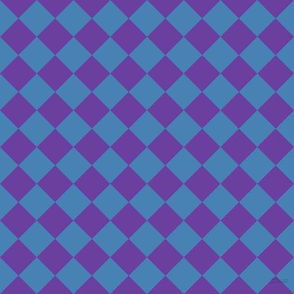 45/135 degree angle diagonal checkered chequered squares checker pattern checkers background, 51 pixel square size, , Steel Blue and Royal Purple checkers chequered checkered squares seamless tileable