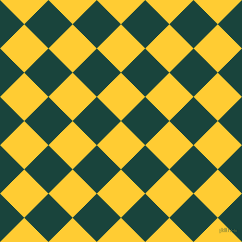 45/135 degree angle diagonal checkered chequered squares checker pattern checkers background, 67 pixel squares size, , Sunglow and Deep Teal checkers chequered checkered squares seamless tileable