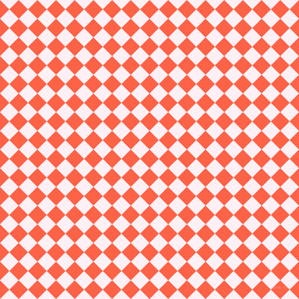 45/135 degree angle diagonal checkered chequered squares checker pattern checkers background, 27 pixel square size, , Tomato and Lavender Blush checkers chequered checkered squares seamless tileable