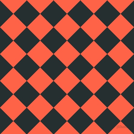 45/135 degree angle diagonal checkered chequered squares checker pattern checkers background, 63 pixel square size, , Tomato and Swamp checkers chequered checkered squares seamless tileable