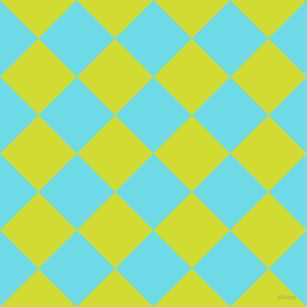 45/135 degree angle diagonal checkered chequered squares checker pattern checkers background, 106 pixel square size, , Turquoise Blue and Bitter Lemon checkers chequered checkered squares seamless tileable