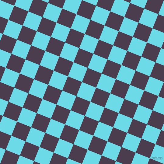 68/158 degree angle diagonal checkered chequered squares checker pattern checkers background, 50 pixel square size, , Turquoise Blue and Bossanova checkers chequered checkered squares seamless tileable