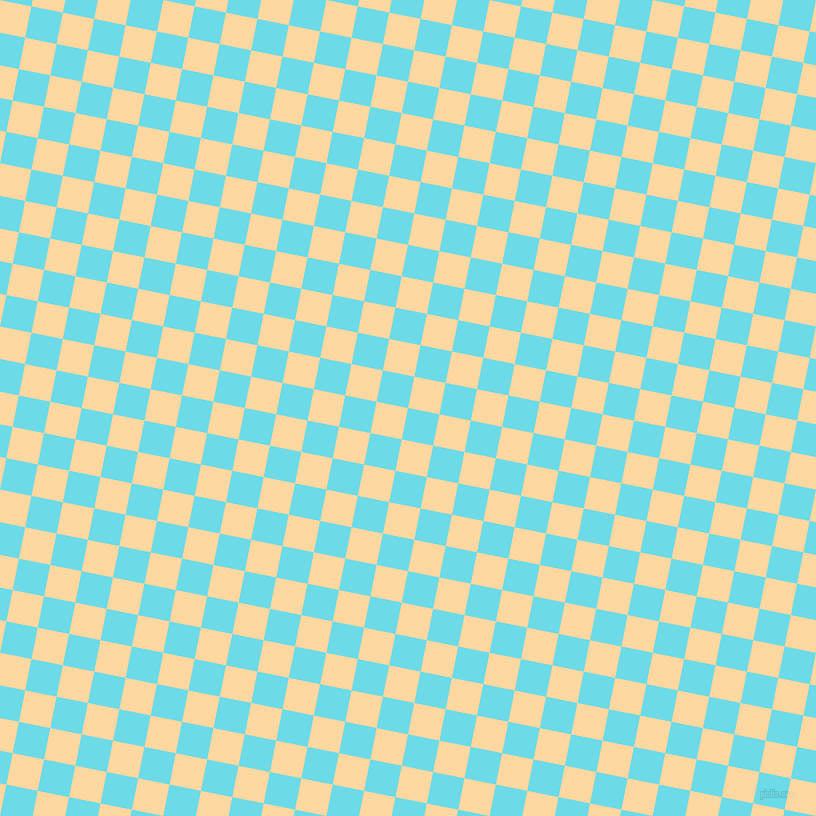 79/169 degree angle diagonal checkered chequered squares checker pattern checkers background, 32 pixel squares size, , Turquoise Blue and Frangipani checkers chequered checkered squares seamless tileable