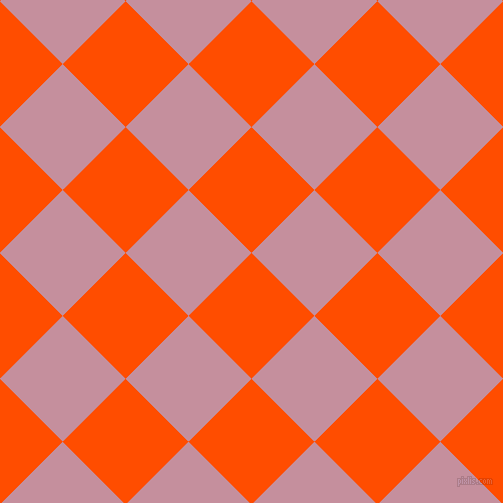 45/135 degree angle diagonal checkered chequered squares checker pattern checkers background, 89 pixel square size, , Vermilion and Viola checkers chequered checkered squares seamless tileable