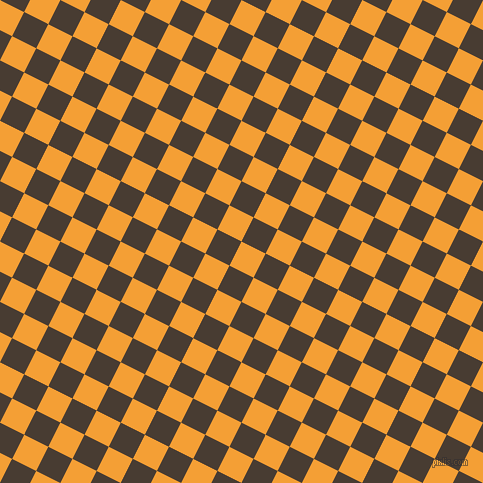 63/153 degree angle diagonal checkered chequered squares checker pattern checkers background, 27 pixel squares size, , Yellow Sea and Taupe checkers chequered checkered squares seamless tileable