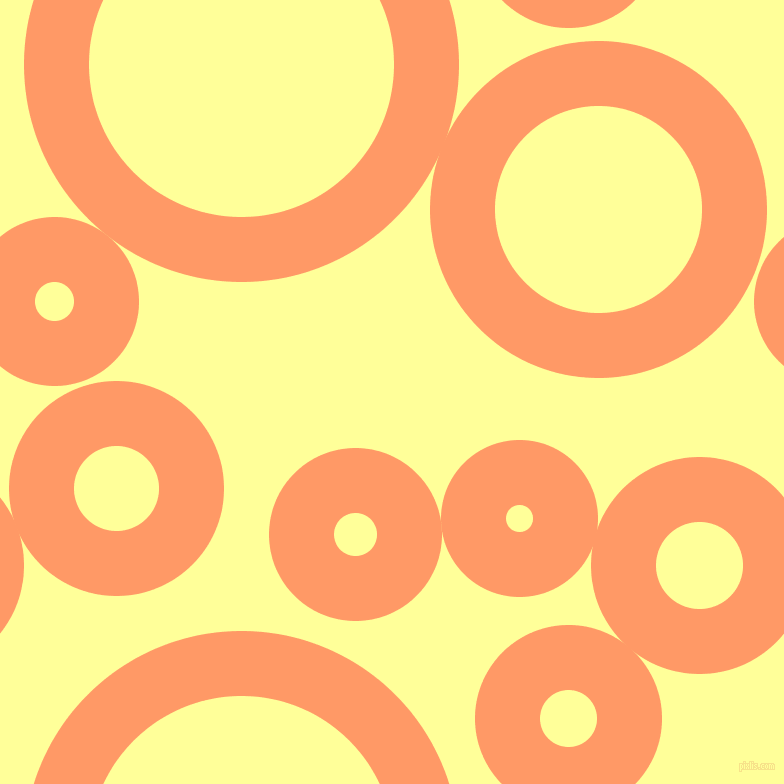 bubbles, circles, sponge, big, medium, small, 65 pixel line width, Atomic Tangerine and Canary circles bubbles sponge soap seamless tileable