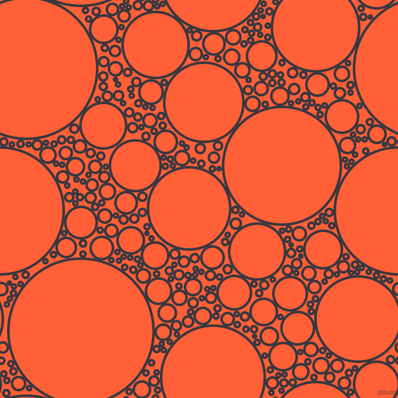 bubbles, circles, sponge, big, medium, small, 5 pixel line width, Black Marlin and Outrageous Orange circles bubbles sponge soap seamless tileable