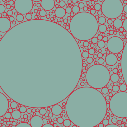 bubbles, circles, sponge, big, medium, small, 2 pixel line width, Brick Red and Sea Nymph circles bubbles sponge soap seamless tileable