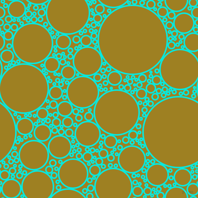 bubbles, circles, sponge, big, medium, small, 5 pixel line width, Bright Turquoise and Hacienda circles bubbles sponge soap seamless tileable