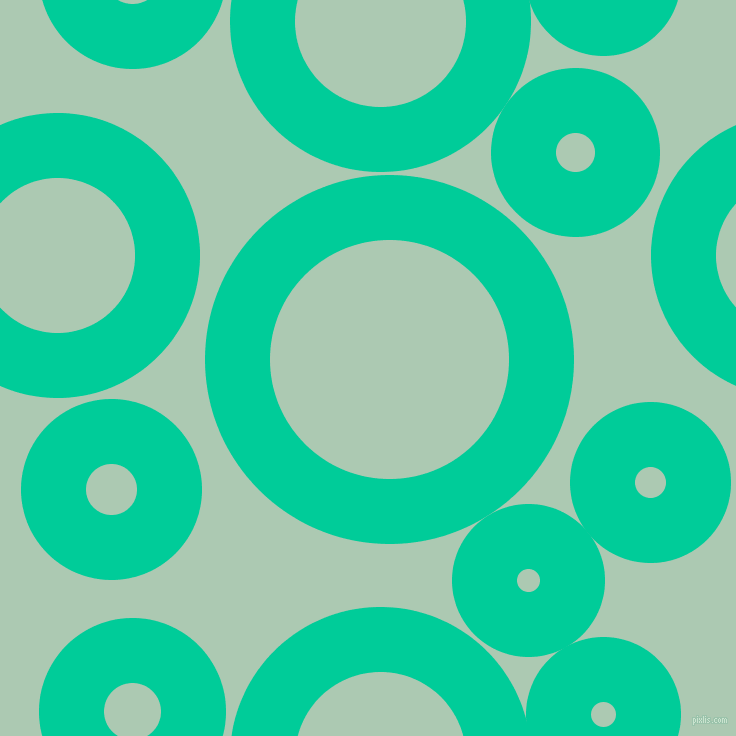 bubbles, circles, sponge, big, medium, small, 65 pixel line width, Caribbean Green and Gum Leaf circles bubbles sponge soap seamless tileable