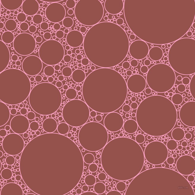 bubbles, circles, sponge, big, medium, small, 2 pixel line width, Carnation Pink and Copper Rust circles bubbles sponge soap seamless tileable
