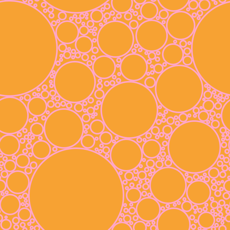 bubbles, circles, sponge, big, medium, small, 5 pixel line width, Carnation Pink and Lightning Yellow circles bubbles sponge soap seamless tileable