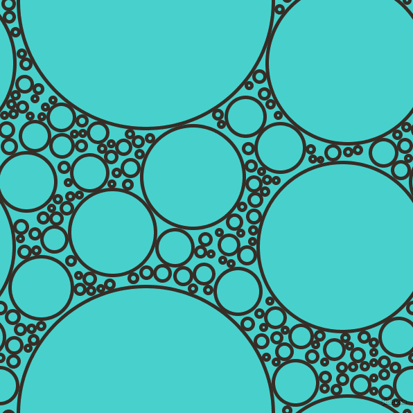 bubbles, circles, sponge, big, medium, small, 5 pixel line width, Coffee Bean and Medium Turquoise circles bubbles sponge soap seamless tileable