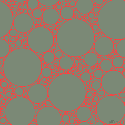 bubbles, circles, sponge, big, medium, small, 2 pixel line width, Coral Red and Spanish Green circles bubbles sponge soap seamless tileable