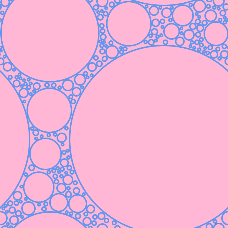 bubbles, circles, sponge, big, medium, small, 5 pixel line width, Cornflower Blue and Cotton Candy circles bubbles sponge soap seamless tileable